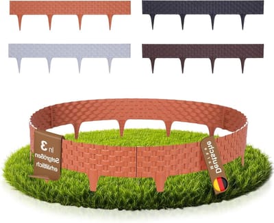 Gazonrand Kunststof - Bloembedrand Flexibel - Tuin Afscheiden - Rotanlook Design - 80cm x 95cm - Terracotta