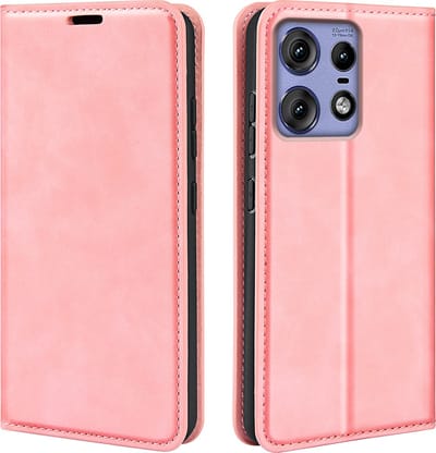 MobyDefend Hoesje - Geschikt voor Motorola Edge 50 Pro - Luxe Wallet Bookcase (Magnetische Sluiting) - Roze