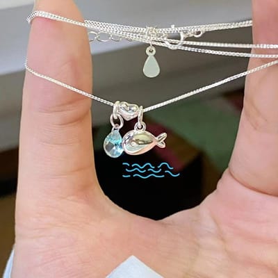 Vis Blauwe Zirconia Hanger Ketting Voor Vrouwen Schattige Sleutelbeen Ketting Luxe Niche Ontwerp Sieraden Cadeaus Groothandel gray