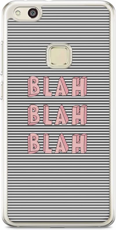 Casimoda® hoesje - Geschikt voor Huawei P10 Lite - Blah Blah Blah - Siliconen/TPU - Soft Case - Zwart - Tekst