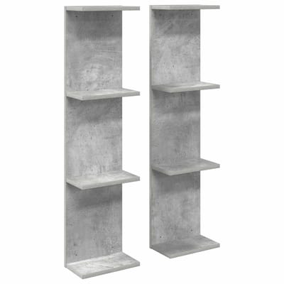 vidaXL - Wandplank - 2 - st - Betongrijs - 22 - x - 15 - x - 100 - cm - Bewerkt - hout