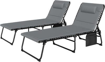 Opvouwbare Ligstoelen - Tuinstoelen Relaxstoelen - Buiten Ontspannen - Vijfvoudig Verstelbaar - 120 kg Draagkracht - Donkergrijs