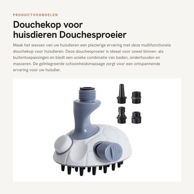 Dailygoods - Douchekop voor huisdieren - Douchesproeier - Multifunctioneel - Huisdierbadborstel-sproeiset - Geschikt voor binnen en buiten - Massagefu...