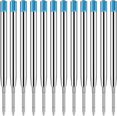 Set van 12 Vullingen voor Balpennen, Interchangeerbare Metalen Vullingen, Universele G2 Vullingen voor Dagelijks Gebruik, 1.0mm (Blauw) - Perfect voor Kantoor en School