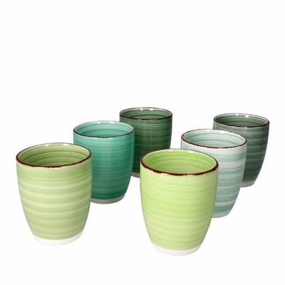 Set van 6 koffiemokken zonder handvat Groen