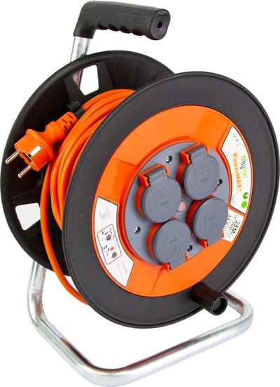 Kabelbox- verlengsnoer-kabelhaspel - kabel verleng haspel met 4 geaarde stopcontacten -25 meter