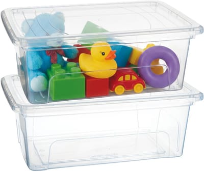 Plasticforte Opslagbox Easy met deksel - 2x - 9.7 Liter - 40 x 26 x 15 cm - transparant - kunststof