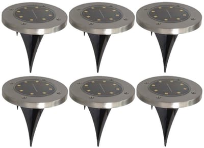 Gerim Tuinverlichting - 6x stuks - grondspotjes - solar - LED - 14 cm
