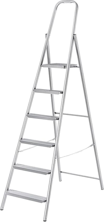 Stevige Stalen Vouwladder met Brede Anti-Slip Treden en Plank - 6 Treden