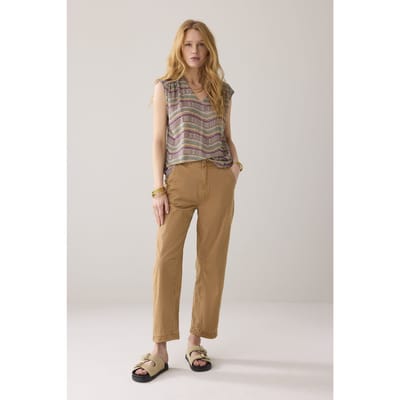 Summum Woman Cocoon Pant Lt Rough Twill Peanut Maat: 34 | Cargobroeken Outlet | Dames | Bruin
