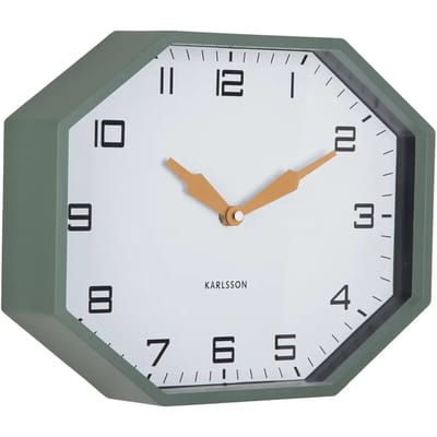 Karlsson Wandklok Modern Factory Octagon - Groen - 32x32x26cm - Wandklok Modern