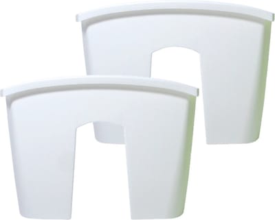 2x stuks balkon railing opzet plantenbakken/bloembakken kunststof 58 x 28 x 20 cm parel wit kleur voor buiten