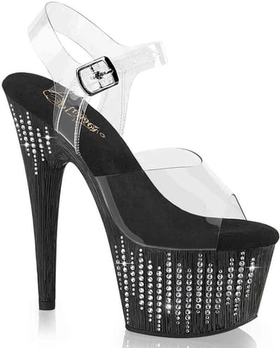 Pleaser - ADORE708WFRS Sandaal met enkelband - US 5 - 35 Shoes - Zwart/Transparant