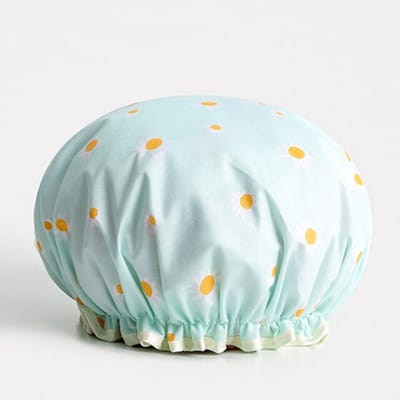 2 x Dikke Douche muts - Shower Cap - Cyaan madelief - Waterdicht - BadMuts - Dubbele Laag - Douchemuts Haar Cover Bedekking - Vrouwen Benodigdheden DoucheCap Badkamer Accessoires
