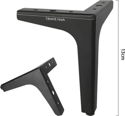 Daity 4-pack zware metalen driehoekige meubelpoten 13 cm - tafelpoten met schroeven - antislip vloerbeschermers - matzwarte industriële vervangingsonderdelen