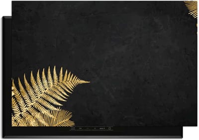 KitchenArt - Golden Fern Touch – Inductie Beschermer - 90x50 cm - Kookplaat Beschermer - Luxe Afdekplaat Inductieplaat - Anti-slip & Oprolbaar - Beschermmat Inductiekookplaat