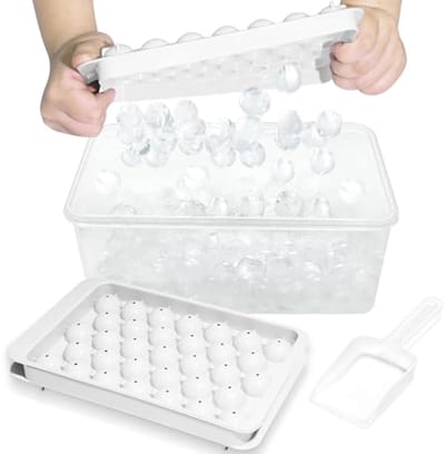 Ronde IJsblokjesvorm met Deksel en Container - Ideaal voor Cocktails en Dranken