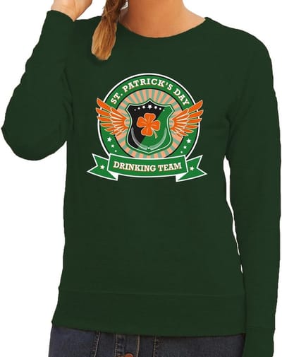 St. Patricks day drinking team sweater/ trui groen dames - St Patrick's day kleding XS