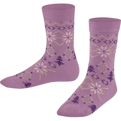 FALKE Nordic Fair Isle gedessineerd wol sokken kinderen roze - maat 23-26
