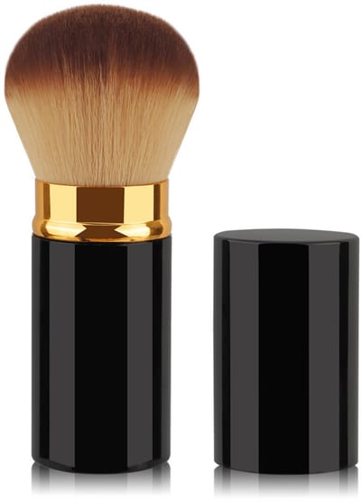 Intrekbare make-upkwast - Make-upkwast voor highlighter, blush, bronzer en poeder - Groot zwart-goudbruin