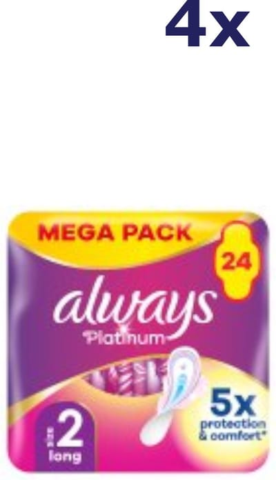 4x Always Platinum - maandverband - long met vleugels 24st