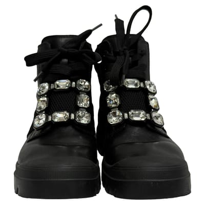 Roger Vivier Walky Viv' enkellaarsjes met kristallen versiering in zwart leer