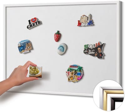 Wallfluent - Wit Magneetbord in Stijlvolle Kleuren - 80 cm x 60 cm - Magneetbord met Witte Frame - Kleur wit - Magnetisch Bord Muurbevestiging - Magnetisch Wandbord - Memobord voor Keuken