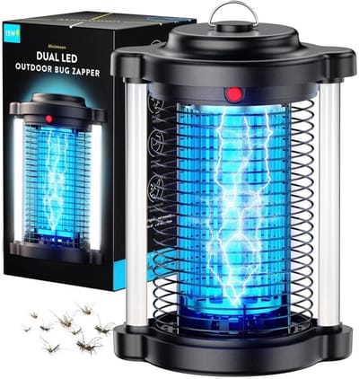 UFTA Elektrische Muggenlamp - Insectenlamp Vliegenlamp voor Buiten - UV LED Muggenval IPX4 - 4200V 15W Dubbel Licht - Zwart