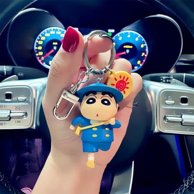 Nieuwe Kawaii Anime Cartoon Figuren Crayon Shin-chan Sleutelhangers Schattige Rugzak Hanger Sleutelhouder Sieraden Accessoires Verjaardagscadeaus blue