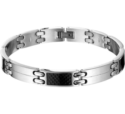 The Jewelry Collection For Men Armband Carbon Poli/mat 9 mm 22 cm - Staal