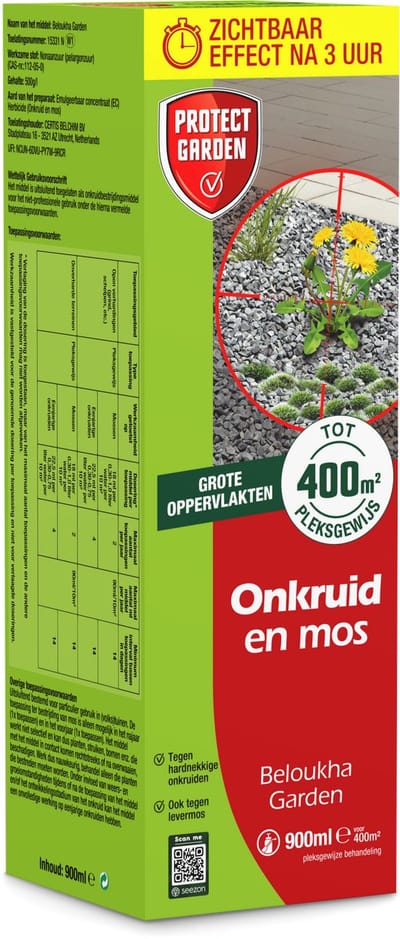 Protect Garden Beloukha Garden Onkruidbestrijder - 900 ml - Onkruid en Mos Bestrijdingsmiddel - Binnen 3 uur Resultaat - Hoog geconcentreerd
