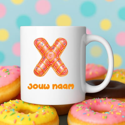 Mok - Donut letter X – Gepersonaliseerd met naam – Grappige Mokken