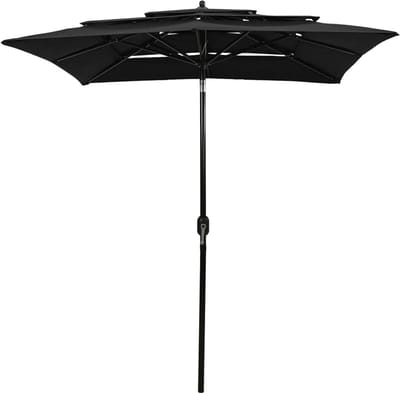 Parasol Tuin - Terras Scherm - Bescherming Tegen Zon - Aluminium Mast - 2x2 Meter - Zwart