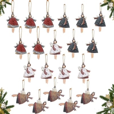 Kleine houten engel hangers voor kerstboom, 20 stuks, kerstdecoraties, geluksengelen, feestelijke versiering