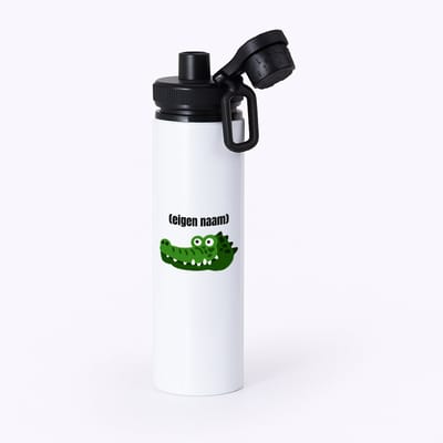 Hacebo® - krokodil hoofd met eigen naam waterfles met draaidop zwart - Krokodil - krokodillen liefhebbers - iemand die houdt van krokodillen - verjaardag - cadeau - kado - water fles - 850ML