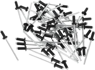 50 Stuks Dome Head Grote Flens Blinde Klinknagels van Aluminium met Zwart en Zilver Tone - 3mm Grip Diameter, 10mm Grip Lengte, 6.3mm Flens Diameter voor Constructie en Reparatie