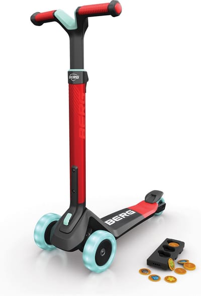 BERG Nexo Kinderstep - Step 3 wielen - Vanaf 2 jaar - Opvouwbaar - In hoogte verstelbaar - Incl. Magneetdeck + LED wielen - Rood