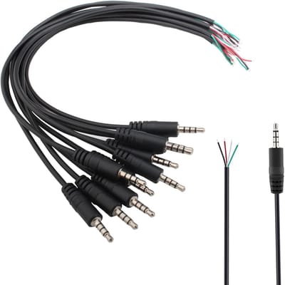 10 Stuks 3.5mm TRRS Audio Plug voor Solderen, Mini Stereo Jack Kabel voor Hoofdtelefoon Reparatie en Geluidsverbinding (30cm)