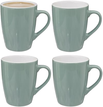 5Five Koffiemokken Colorama - 4x stuks - Keramiek - mintgroen - 380 ml - 9 x 11 cm