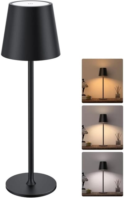 GELLDG Bureaulamp - Draadloze bureaulamp - Ingebouwde oplaadbare batterij van 5200 mAh - Dimbaar - Draagbaar - Waterdichte LED-bureaulamp - Geschikt voor eetkamers, slaapkamers en buitenlocaties