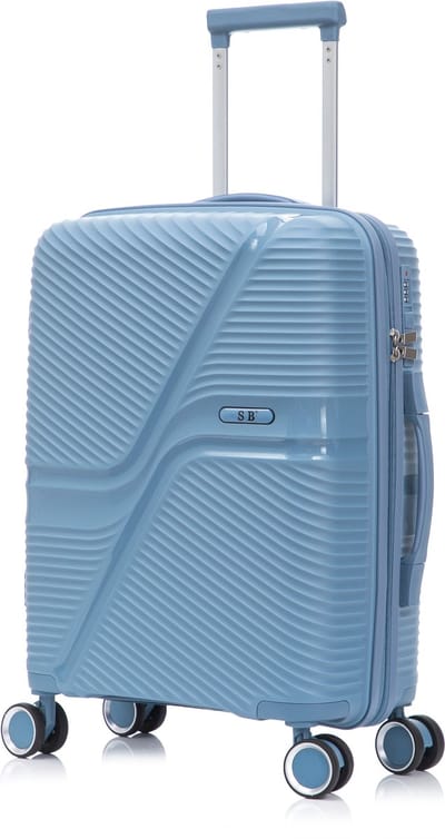 SB Travelbags Handbagage koffer 55cm 4 dubbele wielen trolley - Licht Blauw