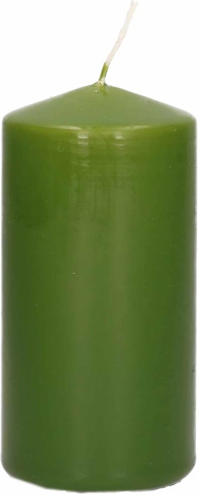 Trend Candles Cilinderkaars/stompkaars - olijfgroen - 5 x 10 cm - 23 branduren - met brandvertragende folie