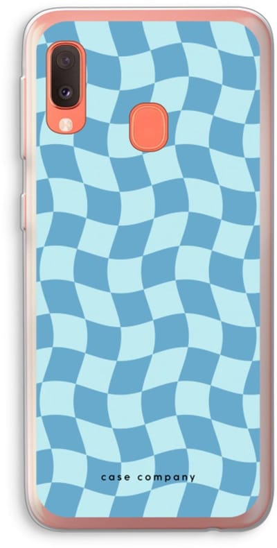 Case Company® - Hoesje geschikt voor Samsung Galaxy A20e hoesje - Grid Blauw - Soft Cover Telefoonhoesje - Bescherming aan alle Kanten en Schermrand