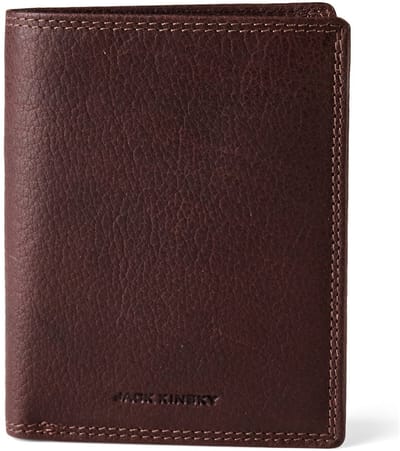 Jack Kinsky Porto 100 Portemonnee RFID-bescherming Leer 10 cm - Jongens - Staand formaat - mokka