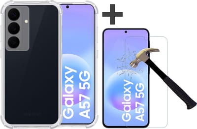 Hoesje met Screenprotector Geschikt voor Samsung Galaxy A57 Hoesje Siliconen Shockproof Case - Arara Backcover- Transparant