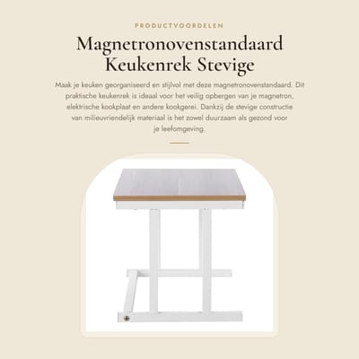 Dailygoods - Magnetronovenstandaard - Keukenrek - Stevige constructie - Wit - Multifunctionele opberger - Ideaal voor kookgerei - Geschikt voor keuken