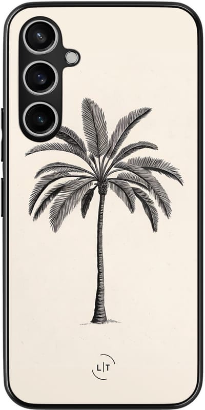 Leuke Telefoonhoesjes - Hoesje geschikt voor Samsung Galaxy S23 FE - Palmboom - Backcover zwart - Natuur - Beige
