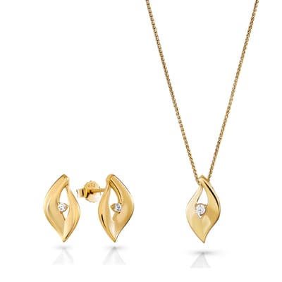 Orphelia 'Milan' Dames 925 Sterling Zilver Set: Ketting-Pendr + Oorgemeen - Gouden SET-7519/G