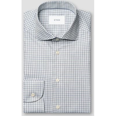 Eton Overhemd Mélange Fine Twill Check Organic Cotton Blauw / male