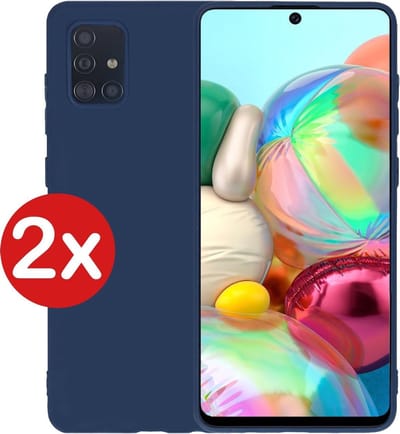 Hoesje - 2 Stuks - Geschikt voor Samsung Galaxy A71 - Sterk & Shockproof - Telefoonhoes - Back Cover - Case Siliconen - Telefoon Hoes - Donkerblauw
